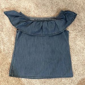 White House Black Market, Off the Shoulder-Denim Shirt